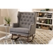 Baxton Studio Iona Mid-century Retro Modern Grey Fabric Upholstered Button-tufted Wingback Rocking Chair - BBT5195-Grey RC
