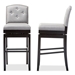 Baxton Studio Ginaro Modern and Contemporary Grey Fabric Button-tufted Upholstered Swivel Bar Stool (Set of 2) - BBT5220-Grey Stool