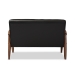 Baxton Studio Sorrento Mid-century Retro Modern Black Faux Leather Upholstered Wooden 2-seater Loveseat - BBT8013-Black Loveseat