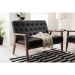 Baxton Studio Sorrento Mid-century Retro Modern Black Faux Leather Upholstered Wooden 2-seater Loveseat - BBT8013-Black Loveseat