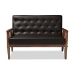 Baxton Studio Sorrento Mid-century Retro Modern Brown Faux Leather Upholstered Wooden 2-seater Loveseat