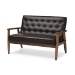 Baxton Studio Sorrento Mid-century Retro Modern Brown Faux Leather Upholstered Wooden 2-seater Loveseat - BBT8013-Brown Loveseat