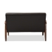 Baxton Studio Sorrento Mid-century Retro Modern Brown Faux Leather Upholstered Wooden 2-seater Loveseat - BBT8013-Brown Loveseat