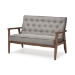 Baxton Studio Sorrento Mid-century Retro Modern Grey Fabric Upholstered Wooden 2-seater Loveseat - BBT8013-Grey Loveseat