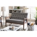 Baxton Studio Sorrento Mid-century Retro Modern Grey Fabric Upholstered Wooden 2-seater Loveseat - BBT8013-Grey Loveseat