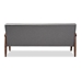 Baxton Studio Sorrento Mid-century Retro Modern Grey Fabric Upholstered Wooden 3-seater Sofa - BBT8013-Grey Sofa