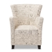 Baxton Studio Benson French Script Patterned Fabric Club Chair and Ottoman Set - WS-0710-Beige-L277
