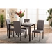 Baxton Studio Andrew Modern and Contemporary 5-Piece Grey Fabric Upholstered Grid-tufting Dining Set - Andrew 5PC Grey 9-Grids Dining Set