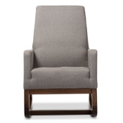 Baxton Studio Yashiya Mid-century Retro Modern Grey Fabric Upholstered Rocking Chair