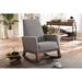 Baxton Studio Yashiya Mid-century Retro Modern Grey Fabric Upholstered Rocking Chair - BBT5199-Grey