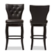 Baxton Studio Leonice Modern and Contemporary Dark Brown Faux Leather Upholstered Button-tufted 29-Inch Swivel Bar Stool