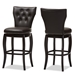 Baxton Studio Leonice Modern and Contemporary Dark Brown Faux Leather Upholstered Button-tufted 29-Inch 2-Piece Swivel Bar Stool Set - BBT5222-Brown