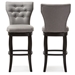 Baxton Studio Leonice Modern and Contemporary Grey Fabric Upholstered Button-tufted 29-Inch Swivel Bar Stool