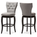 Baxton Studio Leonice Modern and Contemporary Grey Fabric Upholstered Button-tufted 29-Inch 2-Piece Swivel Bar Stool Set - BBT5222-Grey