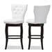 Baxton Studio Leonice Modern and Contemporary White Faux Leather Upholstered Button-tufted 29-Inch 2-Piece Swivel Bar Stool Set - BBT5222-White