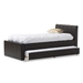 Baxton Studio Cosmo Modern and Contemporary Black Faux Leather Twin Size Trundle Bed - BBT6469-Twin-Black