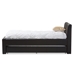 Baxton Studio Cosmo Modern and Contemporary Black Faux Leather Twin Size Trundle Bed - BBT6469-Twin-Black