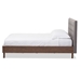 Baxton Studio Alinia Mid-century Retro Modern Grey Fabric Upholstered Walnut Wood Full Size Platform Bed - BBT6557-Full-Grey