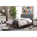 Baxton Studio Alinia Mid-century Retro Modern Grey Fabric Upholstered Walnut Wood Full Size Platform Bed - BBT6557-Full-Grey