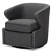 Baxton Studio Finley Mid-century Modern Grey Fabric Upholstered Swivel Armchair - DB-203-Gray