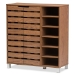 Baxton Studio Shirley Modern and Contemporary "Walnut" Medium Brown Wood 2-Door Shoe Cabinet with Open Shelves - SR-002-Walnut