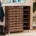 Baxton Studio Shirley Modern and Contemporary "Walnut" Medium Brown Wood 2-Door Shoe Cabinet with Open Shelves - SR-002-Walnut