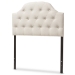Baxton Studio Morris Modern and Contemporary Light Beige Fabric Upholstered Button-Tufted Scalloped Twin Size Headboard - BBT6496-Light Beige-Twin HB