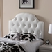 Baxton Studio Morris Modern and Contemporary White Faux Leather Upholstered Button-Tufted Scalloped Twin Size Headboard - BBT6496-White-Twin HB