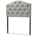 Baxton Studio Myra Modern and Contemporary Grey Fabric Upholstered Button-Tufted Scalloped Twin Size Headboard - BBT6505-Grey-Twin HB