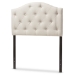 Baxton Studio Myra Modern and Contemporary Light Beige Fabric Upholstered Button-Tufted Scalloped Twin Size Headboard - BBT6505-Light Beige-Twin HB