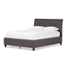 Baxton Studio Lea Modern and Contemporary Dark Grey Fabric Queen Size Storage Platform Bed