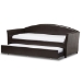 Baxton Studio London Modern and Contemporary Brown Faux Leather Arched Back Sofa Twin Daybed with Roll-Out Trundle Guest Bed - London-Brown-Daybed