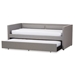 Baxton Studio Raymond Modern and Contemporary Grey Fabric Nail Heads Trimmed Sofa Twin Daybed with Roll-Out Trundle Guest Bed - Raymond-Grey-Daybed