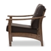 Baxton Studio Pierce Mid-Century Modern Walnut Brown Wood and Dark Brown Faux Leather 1-Seater Lounge Chair - SW3656-Dark Brown/Walnut-M17-CC