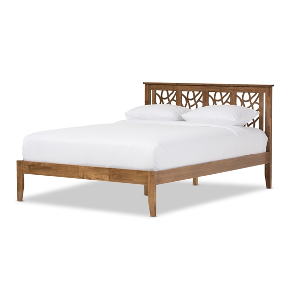 Baxton Studio Trina Contemporary Tree Branch Inspired Polyresin and Walnut Wood Queen Size Platform Bed