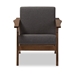 Baxton Studio Cayla Mid-Century Modern Grey Fabric and "Walnut" Brown Wood Living Room 1-Seater Lounge Chair - SW5236-Grey/Walnut-M17-CC