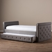 Baxton Studio Swamson Modern and Contemporary Grey Fabric Tufted Twin Size Daybed with Roll-out Trundle Guest Bed - BBT6576T-Grey-Twin