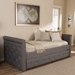Baxton Studio Swamson Modern and Contemporary Grey Fabric Tufted Twin Size Daybed with Roll-out Trundle Guest Bed - BBT6576T-Grey-Twin