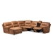 Baxton Studio Mistral Modern and Contemporary Light Brown Palomino Suede 6-Piece Sectional with Recliners Corner Lounge Suite - 99170-J109-Light Brown-LFC