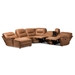 Baxton Studio Mistral Modern and Contemporary Light Brown Palomino Suede 6-Piece Sectional with Recliners Corner Lounge Suite - 99170-J109-Light Brown-LFC