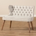 Baxton Studio Scarlett Mid-Century Modern Brown Wood and Light Beige Fabric Upholstered Button-Tufting with Nail Heads Trim 2-Seater Loveseat Settee - BBT8017-LS-Beige-H1217-3