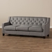 Baxton Studio Arcadia Modern and Contemporary Grey Fabric Upholstered Button-Tufted Living Room 3-Seater Sofa - BBT8021-SF-Grey-XD45