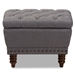 Baxton Studio Annabelle Modern and Contemporary Light Grey Fabric Upholstered Walnut Wood Finished Button-Tufted Storage Ottoman - 217-Light Grey