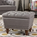 Baxton Studio Annabelle Modern and Contemporary Light Grey Fabric Upholstered Walnut Wood Finished Button-Tufted Storage Ottoman - 217-Light Grey