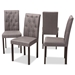Baxton Studio Gardner Modern and Contemporary 5-Piece Dark Brown Finished Grey Fabric Upholstered Dining Set - Andrew 5 PC Dining Set-10 Buttons-Grey Fabric