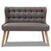 Baxton Studio Melody Mid-Century Modern Grey Fabric and Natural Wood Finishing 2-Seater Settee Bench - BBT8026-LS-Grey-XD45