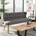 Baxton Studio Melody Mid-Century Modern Grey Fabric and Natural Wood Finishing 3-Seater Settee Bench - BBT8026-SF-Grey-XD45