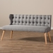 Baxton Studio Melody Mid-Century Modern Grey Fabric and Natural Wood Finishing 3-Seater Settee Bench - BBT8026-SF-Grey-XD45