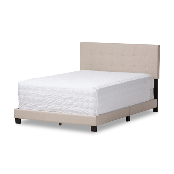 Baxton Studio Brookfield Modern and Contemporary Beige Fabric Upholstered Grid-tufting Queen Size Bed