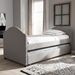 Baxton Studio Alessia Modern and Contemporary Grey Fabric Upholstered Daybed with Guest Trundle Bed - CF8751-Grey-Day Bed